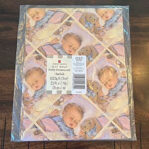 Vintage Gift Wrap American Greetings Sleeping Baby Teddy Bear Sealed Package